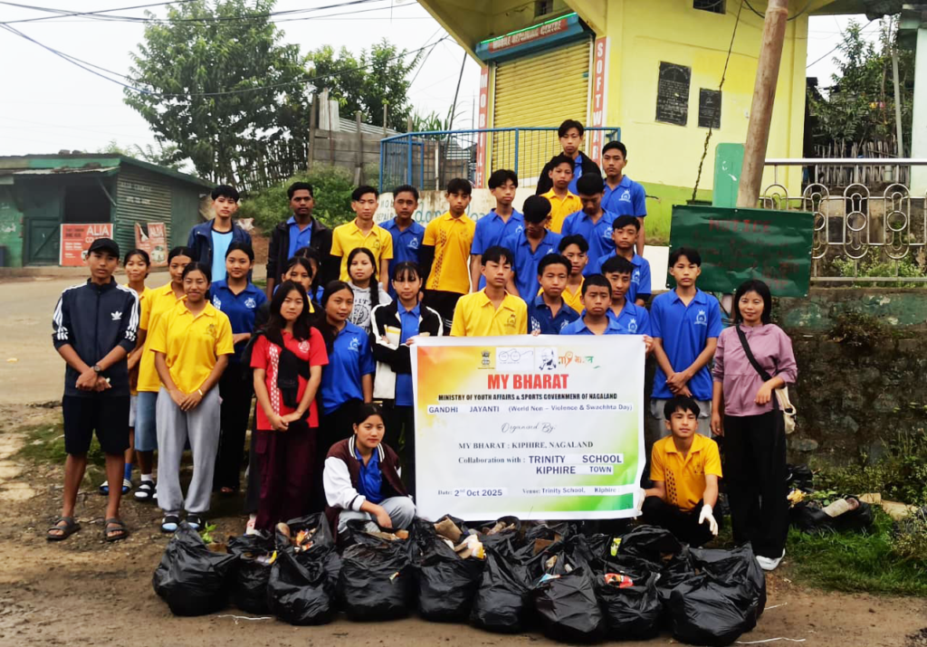 Kiphare MY Bharat Kiphire observes cleanliness drive on World Non-Violence Day ...