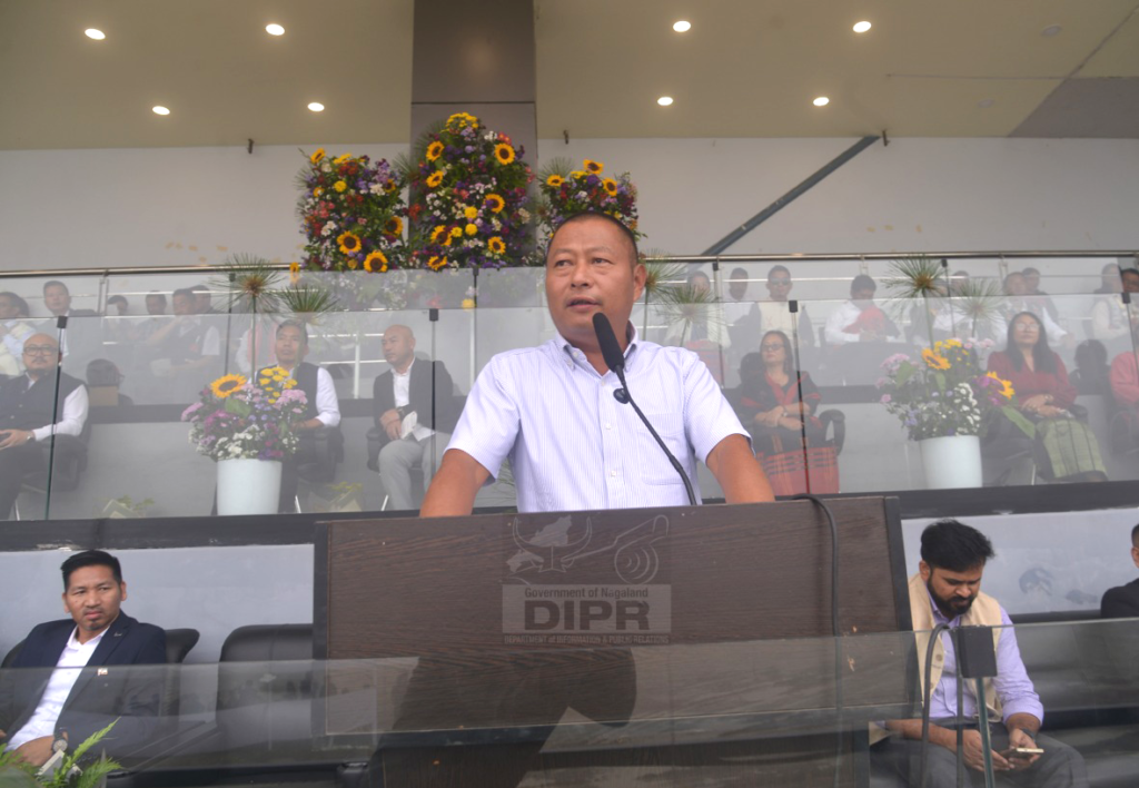 Advisor for School Education Dr Kekhrielhoulie Yhome addressing the State-level Teachers’ Day celebration at Kohima